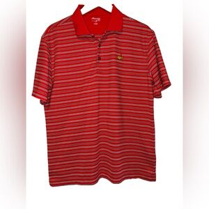 MASTERS tech golf Red and White Striped Polo Shirt large